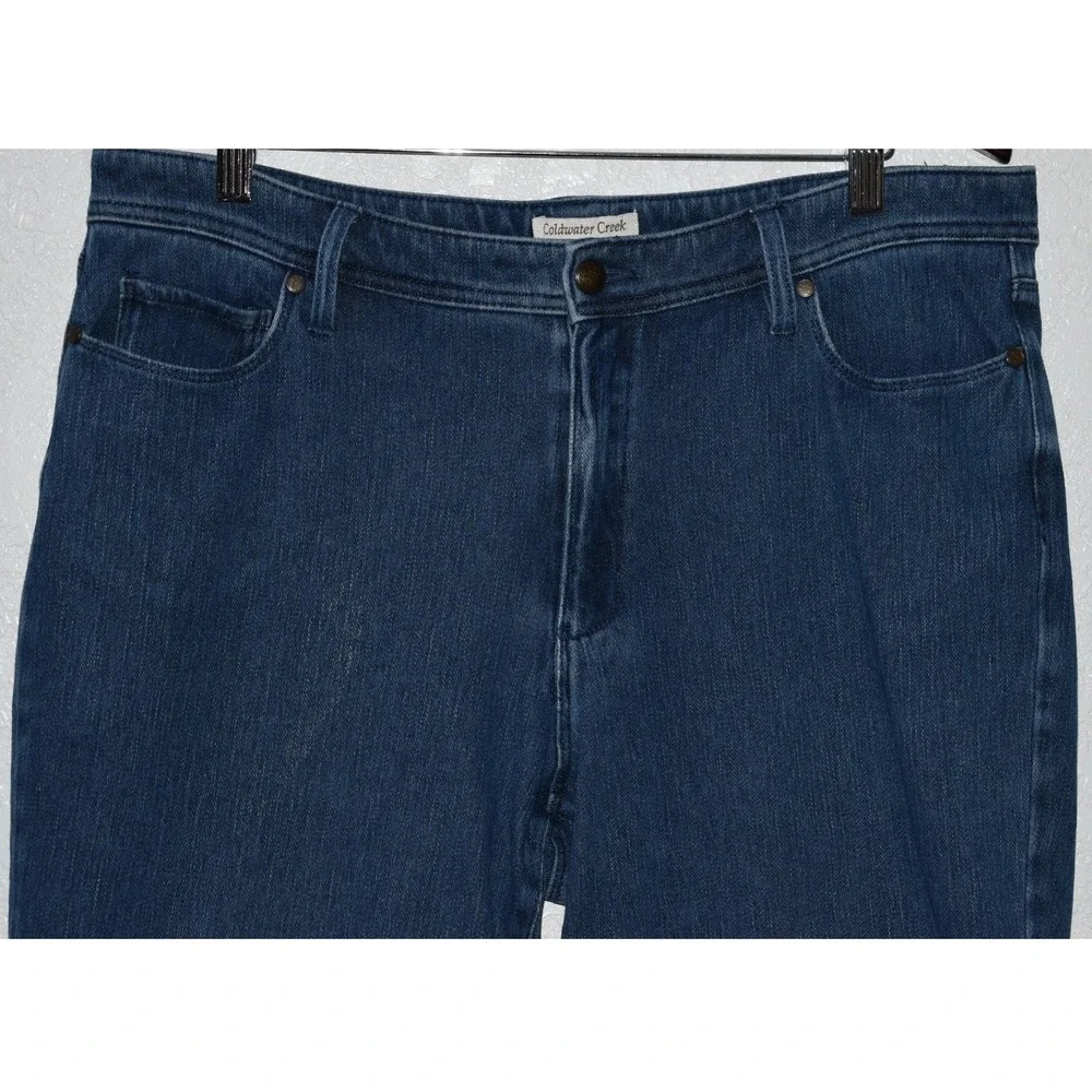 Coldwater Creek 14 Natural Fit Crop Jeans Stretch Blue Denim Capri Pant 5-Pocket